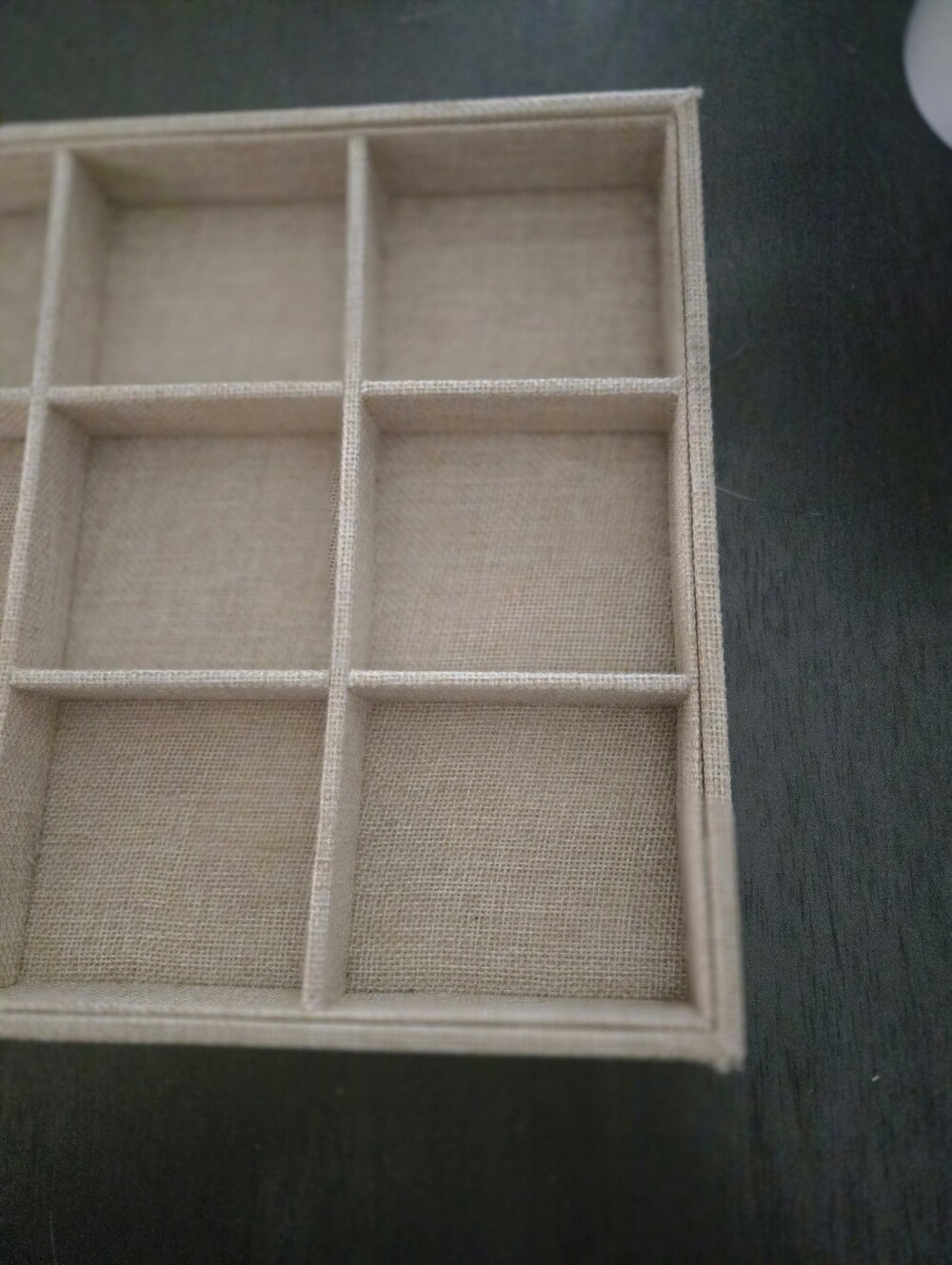 Jewelry Organizer Tray Burlap Linen 12 Compartment Display Storage - Picture 6 of 9